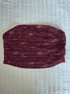iris Sparkling Burgundy Sequin Tube Crop Top